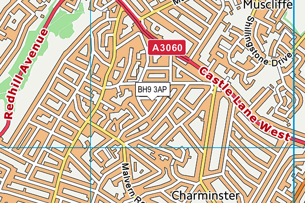 BH9 3AP map - OS VectorMap District (Ordnance Survey)