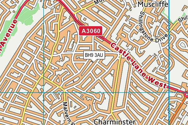 BH9 3AU map - OS VectorMap District (Ordnance Survey)