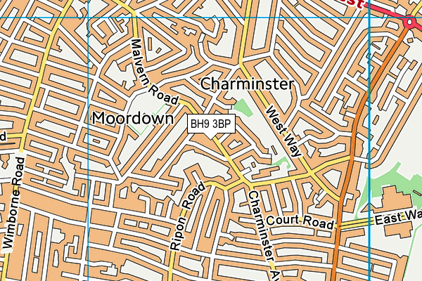 BH9 3BP map - OS VectorMap District (Ordnance Survey)