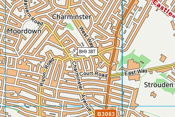 BH9 3BT map - OS VectorMap District (Ordnance Survey)