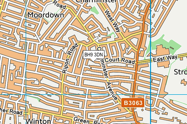 BH9 3DN map - OS VectorMap District (Ordnance Survey)