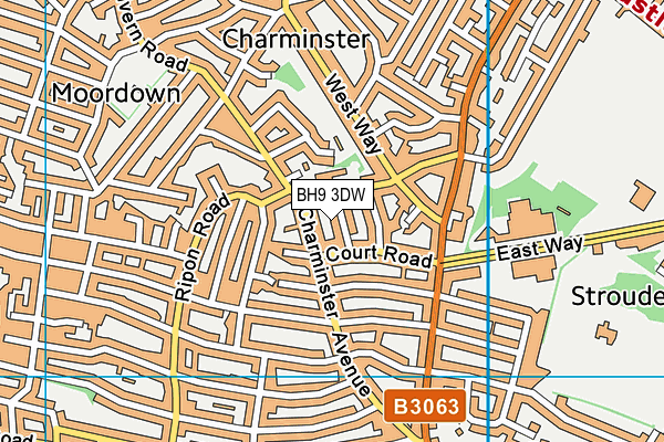 BH9 3DW map - OS VectorMap District (Ordnance Survey)