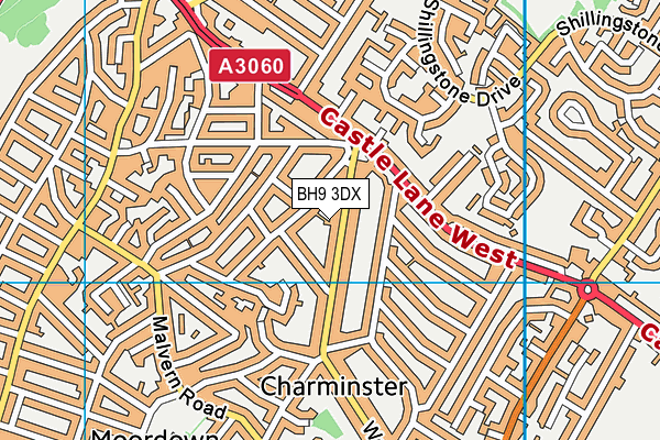 BH9 3DX map - OS VectorMap District (Ordnance Survey)