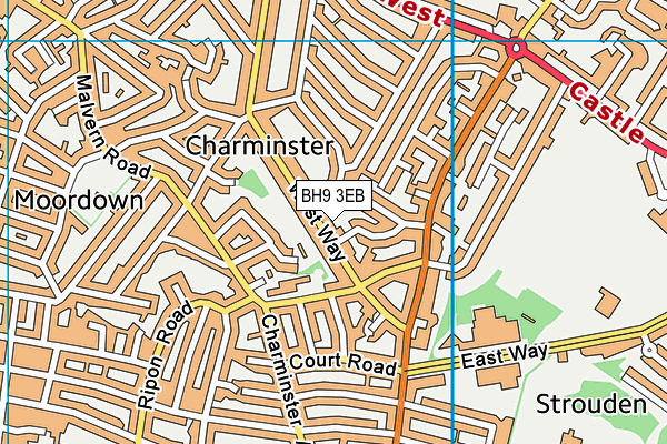 BH9 3EB map - OS VectorMap District (Ordnance Survey)