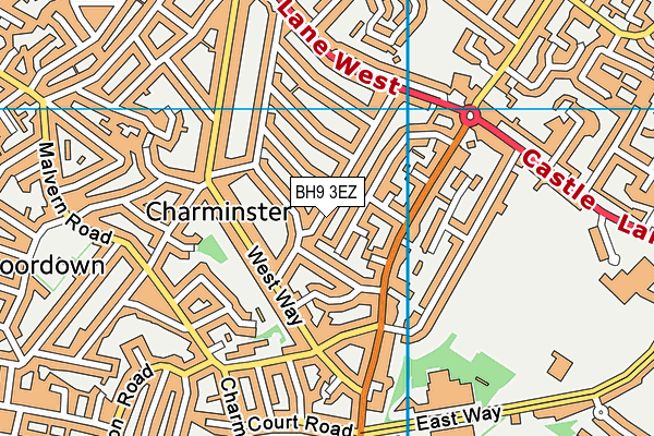 BH9 3EZ map - OS VectorMap District (Ordnance Survey)