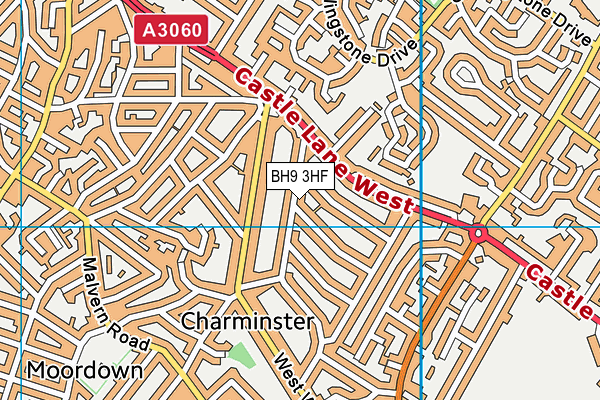 BH9 3HF map - OS VectorMap District (Ordnance Survey)