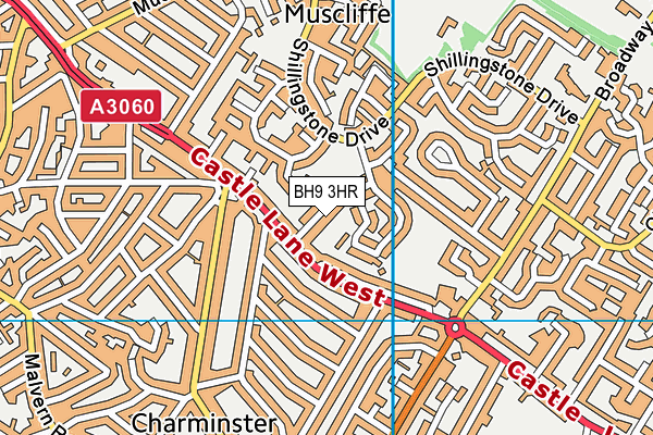 BH9 3HR map - OS VectorMap District (Ordnance Survey)