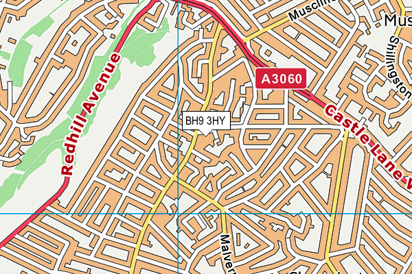 BH9 3HY map - OS VectorMap District (Ordnance Survey)