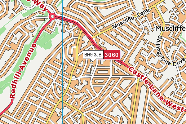 BH9 3JB map - OS VectorMap District (Ordnance Survey)