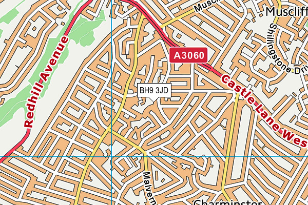 BH9 3JD map - OS VectorMap District (Ordnance Survey)