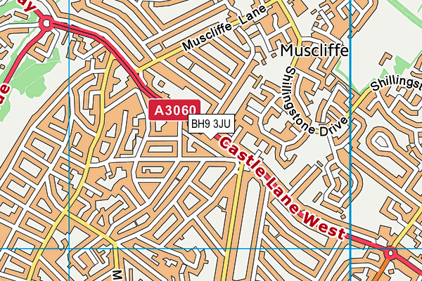 BH9 3JU map - OS VectorMap District (Ordnance Survey)