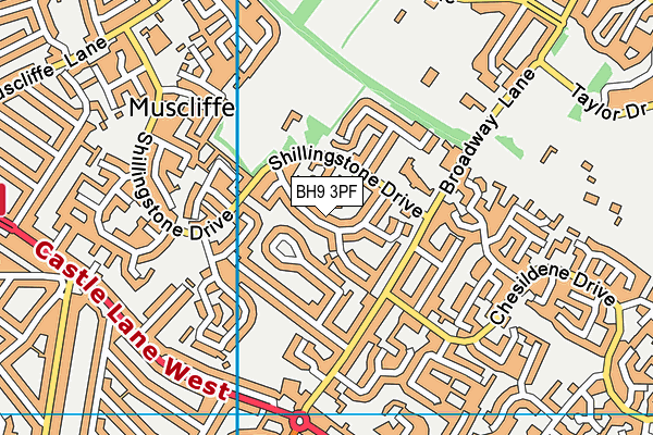 BH9 3PF map - OS VectorMap District (Ordnance Survey)