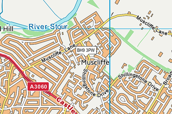 BH9 3PW map - OS VectorMap District (Ordnance Survey)