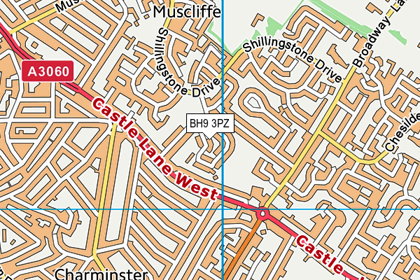 BH9 3PZ map - OS VectorMap District (Ordnance Survey)