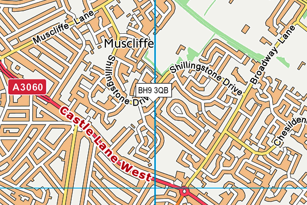 BH9 3QB map - OS VectorMap District (Ordnance Survey)