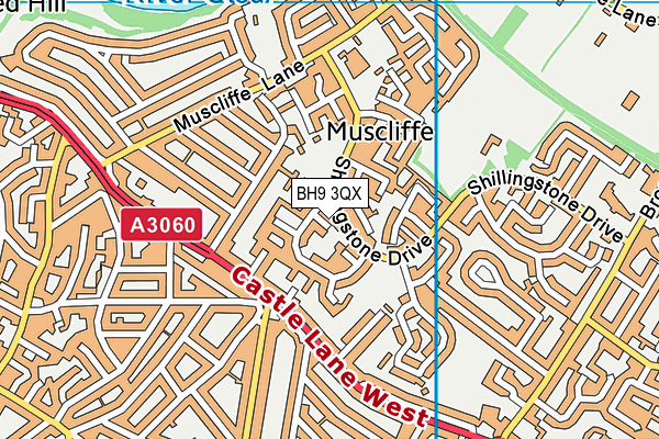 BH9 3QX map - OS VectorMap District (Ordnance Survey)