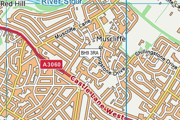 BH9 3RA map - OS VectorMap District (Ordnance Survey)