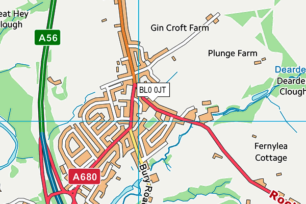 BL0 0JT map - OS VectorMap District (Ordnance Survey)