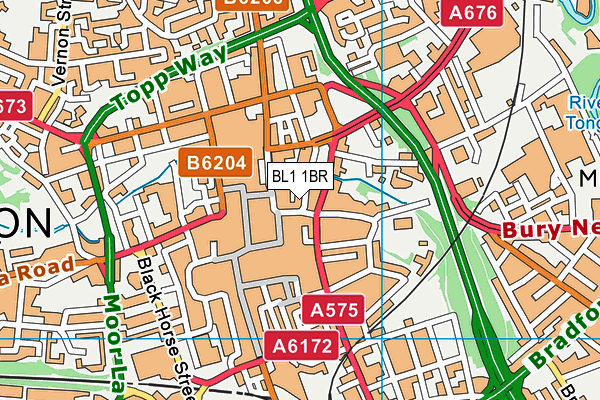 BL1 1BR map - OS VectorMap District (Ordnance Survey)
