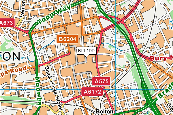 BL1 1DD map - OS VectorMap District (Ordnance Survey)