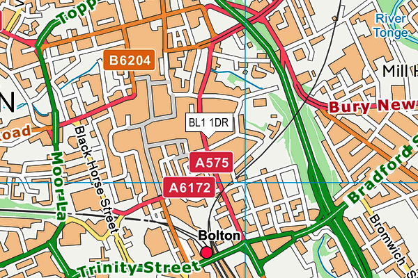 BL1 1DR map - OS VectorMap District (Ordnance Survey)