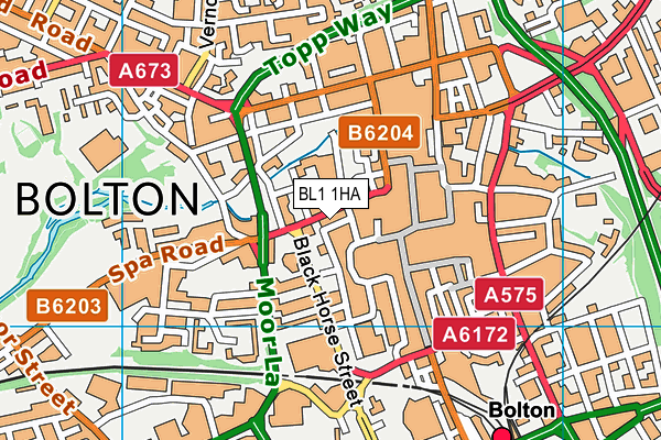 Ymca (Bolton) (Closed) map (BL1 1HA) - OS VectorMap District (Ordnance Survey)