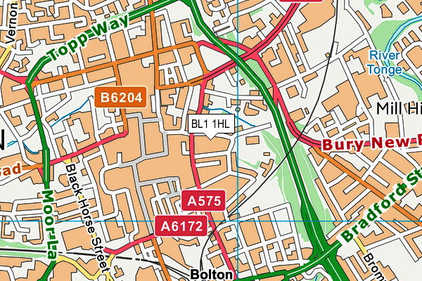 BL1 1HL map - OS VectorMap District (Ordnance Survey)