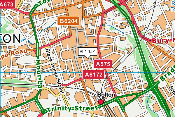 BL1 1JZ map - OS VectorMap District (Ordnance Survey)