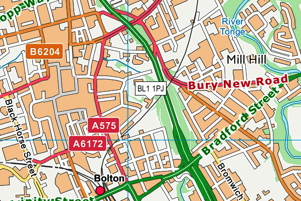 BL1 1PJ map - OS VectorMap District (Ordnance Survey)