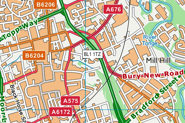 BL1 1TZ map - OS VectorMap District (Ordnance Survey)