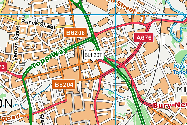 BL1 2DT map - OS VectorMap District (Ordnance Survey)