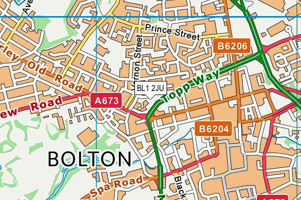 BL1 2JU map - OS VectorMap District (Ordnance Survey)