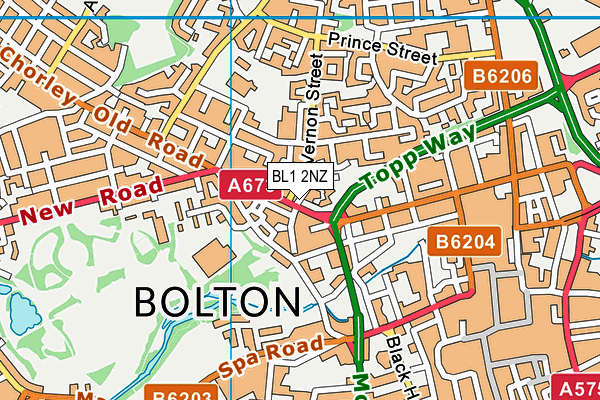 BL1 2NZ map - OS VectorMap District (Ordnance Survey)