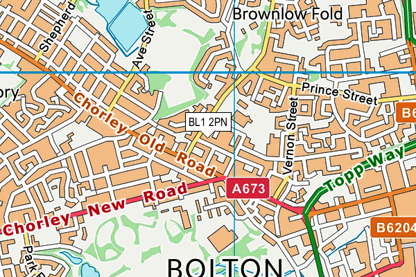 BL1 2PN map - OS VectorMap District (Ordnance Survey)