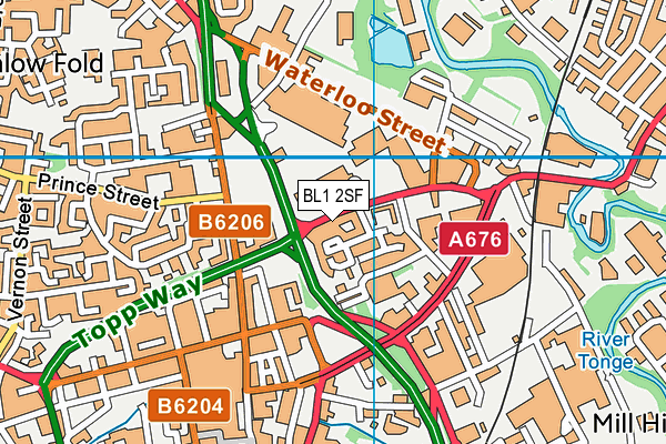 BL1 2SF map - OS VectorMap District (Ordnance Survey)