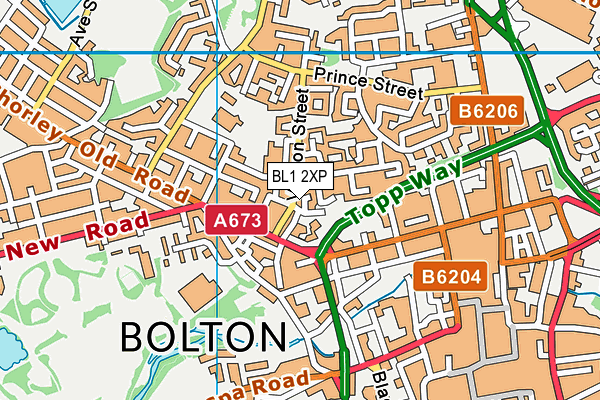BL1 2XP map - OS VectorMap District (Ordnance Survey)