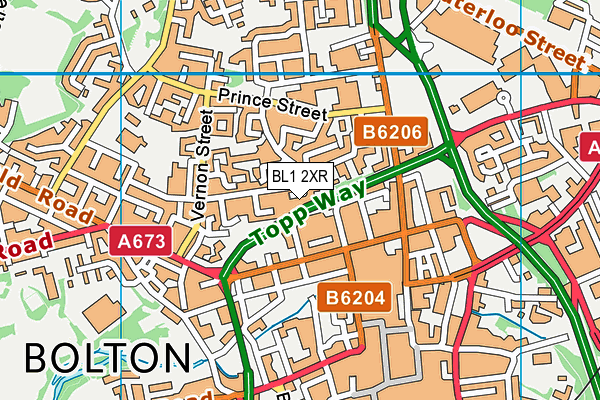 BL1 2XR map - OS VectorMap District (Ordnance Survey)