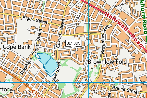 BL1 3DS map - OS VectorMap District (Ordnance Survey)