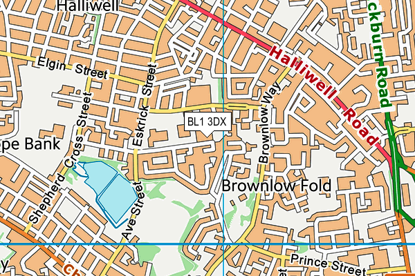Jubilee Pool (Bolton) map (BL1 3DX) - OS VectorMap District (Ordnance Survey)
