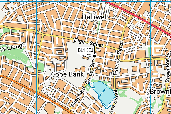 Oxford Grove Primary School map (BL1 3EJ) - OS VectorMap District (Ordnance Survey)