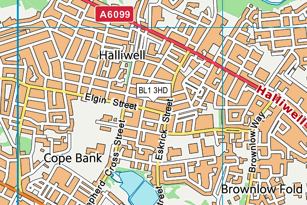 BL1 3HD map - OS VectorMap District (Ordnance Survey)