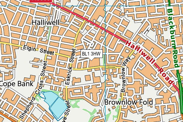 BL1 3HW map - OS VectorMap District (Ordnance Survey)