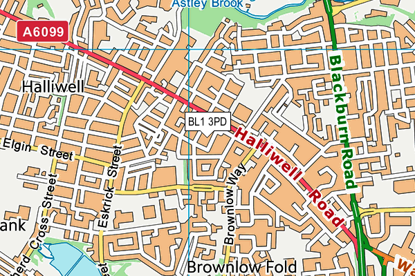 BL1 3PD map - OS VectorMap District (Ordnance Survey)