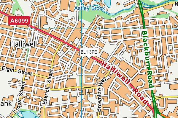 BL1 3PE map - OS VectorMap District (Ordnance Survey)
