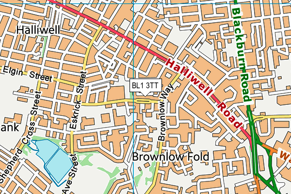 BL1 3TT map - OS VectorMap District (Ordnance Survey)