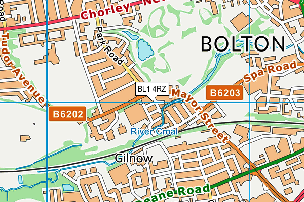 BL1 4RZ map - OS VectorMap District (Ordnance Survey)