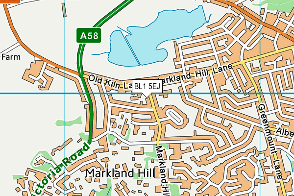 Markland Hill Primary School map (BL1 5EJ) - OS VectorMap District (Ordnance Survey)
