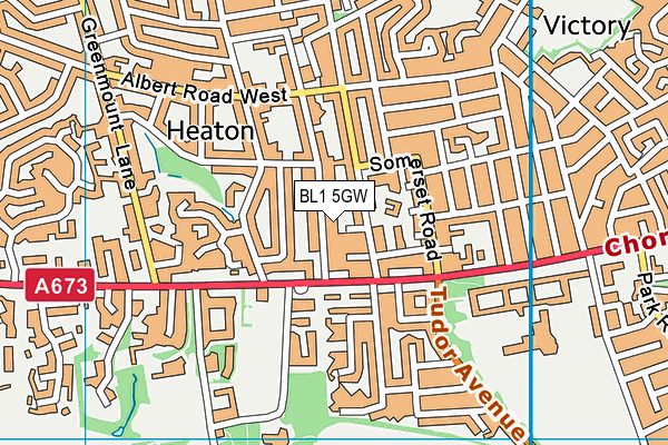 BL1 5GW map - OS VectorMap District (Ordnance Survey)