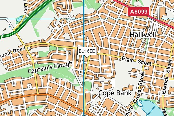 BL1 6EE map - OS VectorMap District (Ordnance Survey)