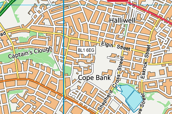 BL1 6EG map - OS VectorMap District (Ordnance Survey)